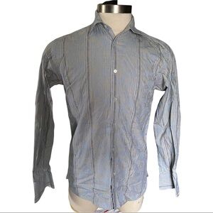 Ted Baker London Powder Blue with Tan Floral Embossing Button Front LS Men’s Lrg